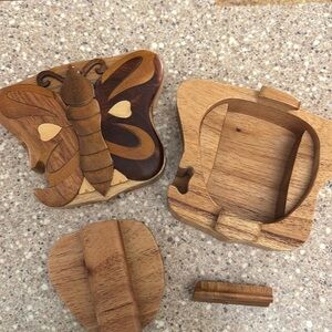 Handcrafted Wooden Butterfly Puzzle Box